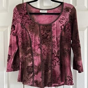 Dressbarn Women's Pink and Brown Shirt